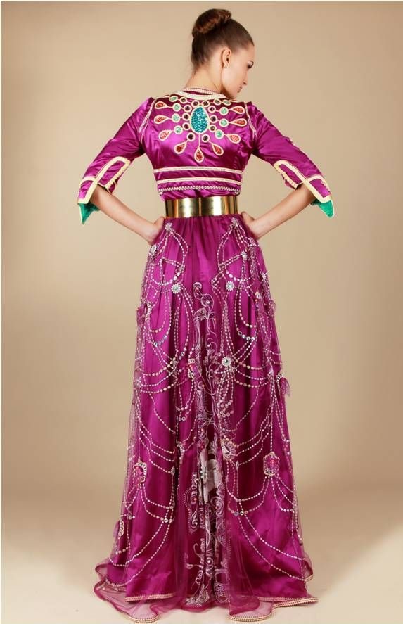 caftan violet en mdama mode 2016 fait de l'or